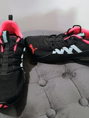 Puma Black Athletic Sneakers with Pink Accents